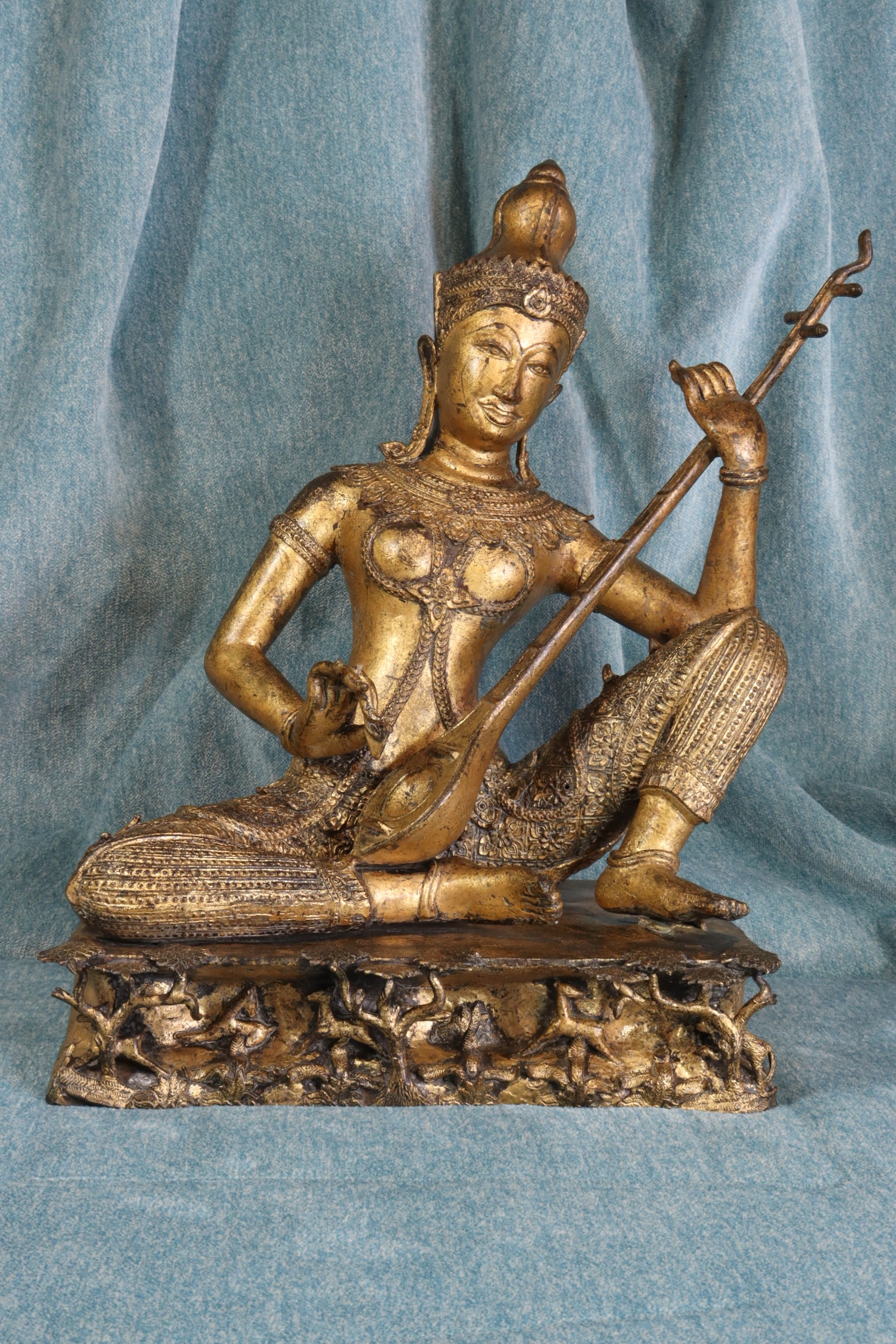 Antiguedades de ESCULTURA SARASVATI BRONCE GRANDE TANPURA BIRMANIA 