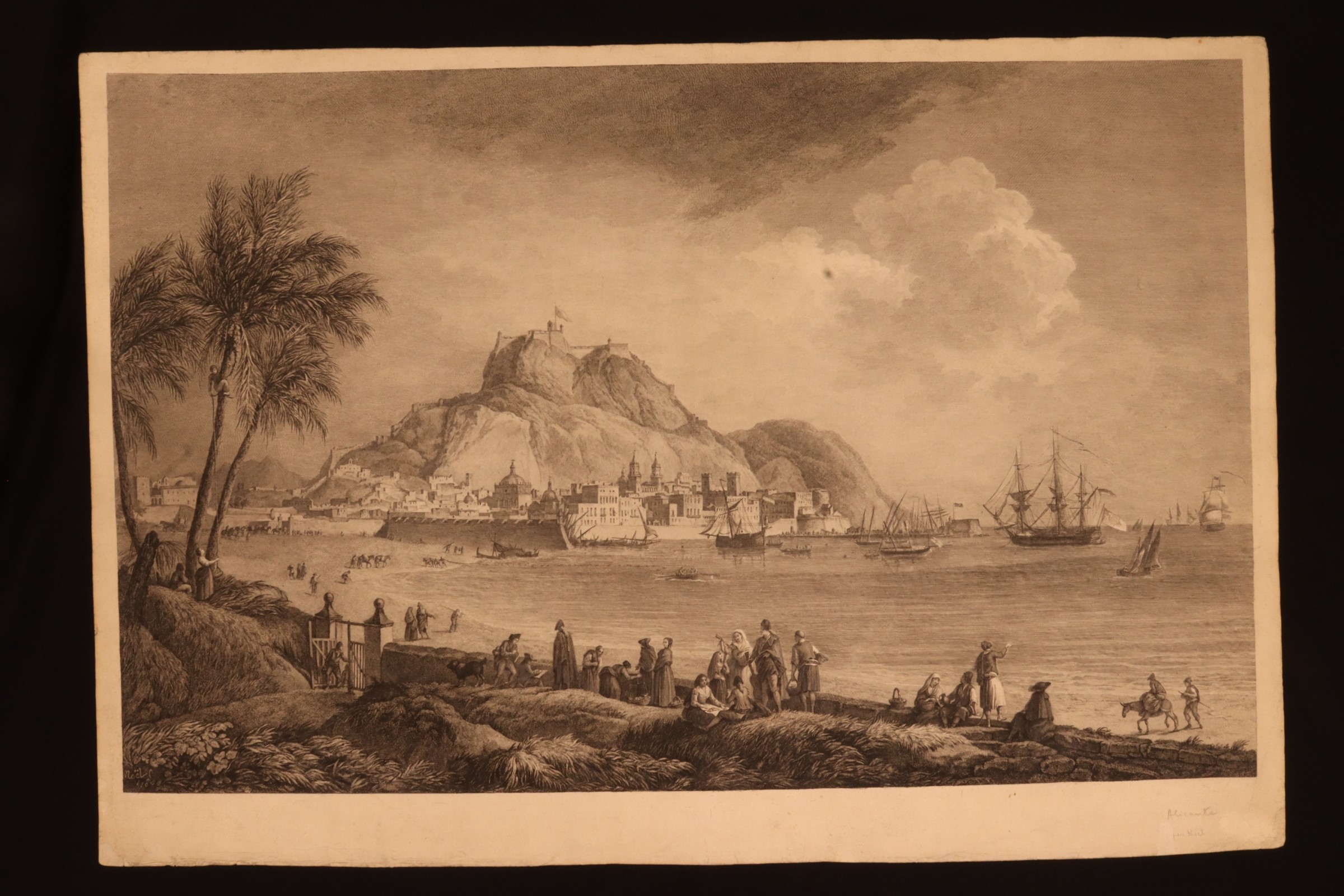 Antiguedades de GRABADO CALCOGRAFÍA BAHÍA DE ALICANTE ALEXANDRE NOEL 1800  