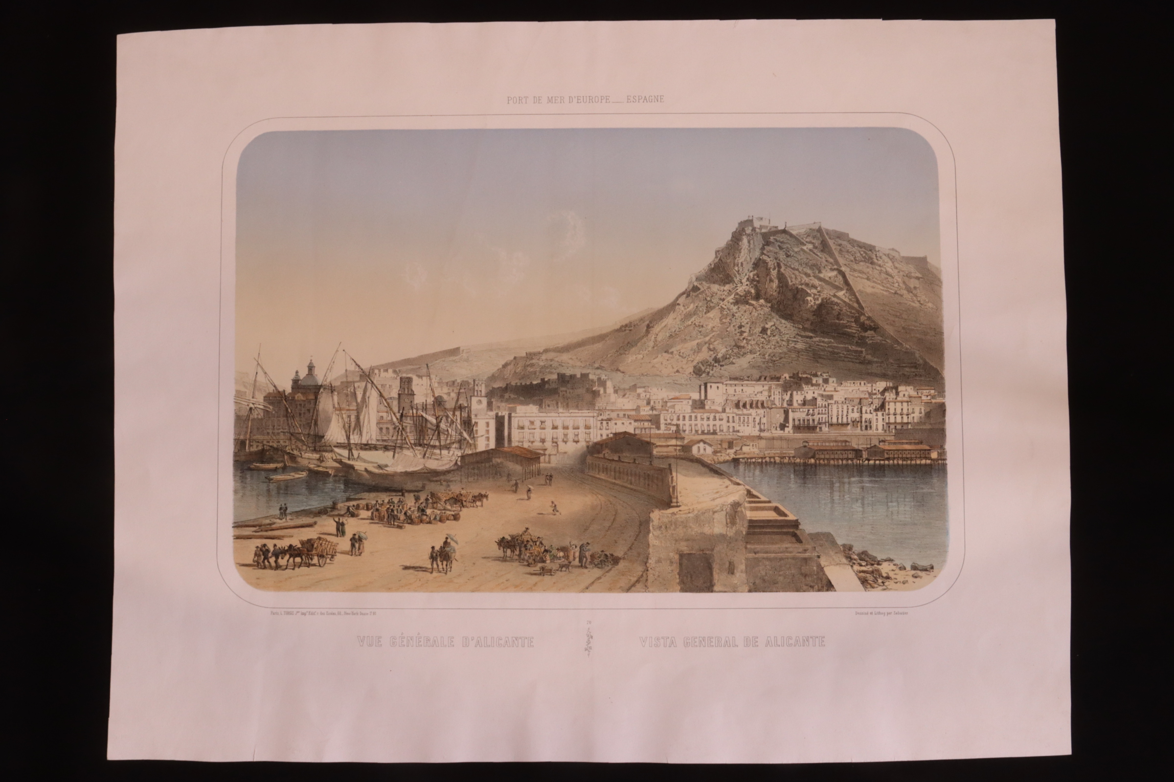 Antiguedades de GRABADO LITOGRAFÍA VISTA GENERAL DE ALICANTE SABATIER  
