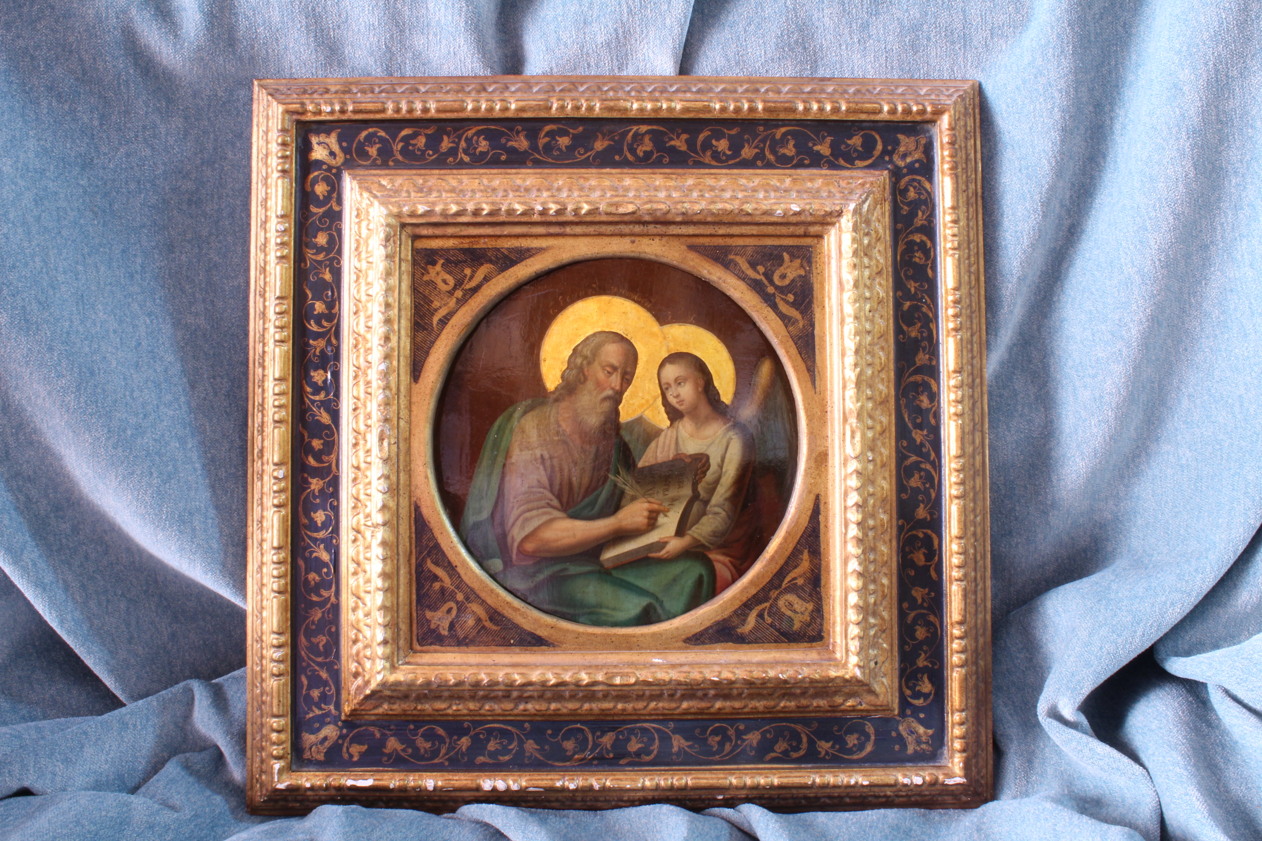 Antiguedades de ICONO RUSO SAN MATEO EVANGELISTA ÓLEO SXIX  