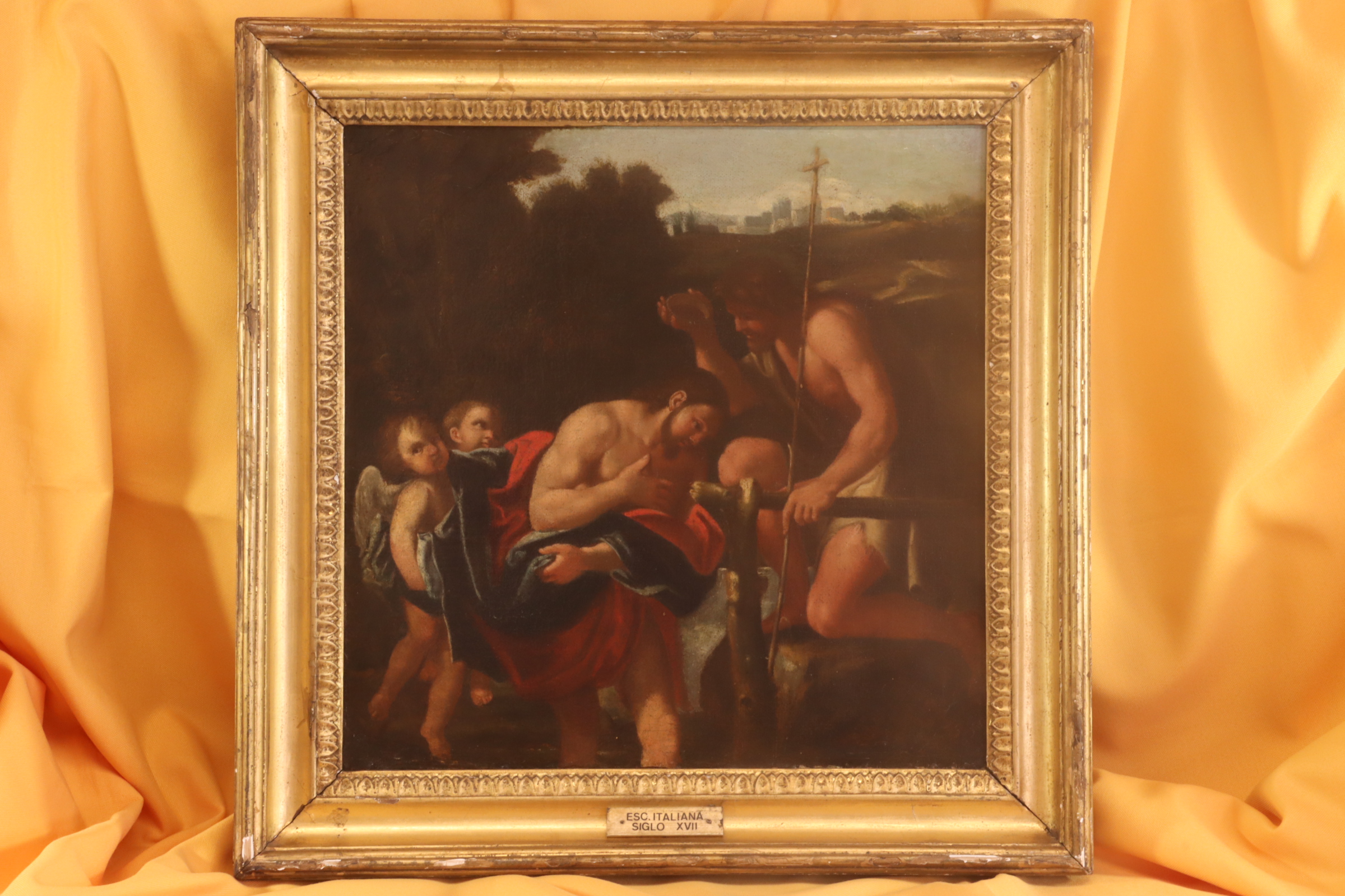 Antiguedades de ÓLEO BAUTISMO DE CRISTO CÍRCULO FRANCESCO ALBANI SXVII  