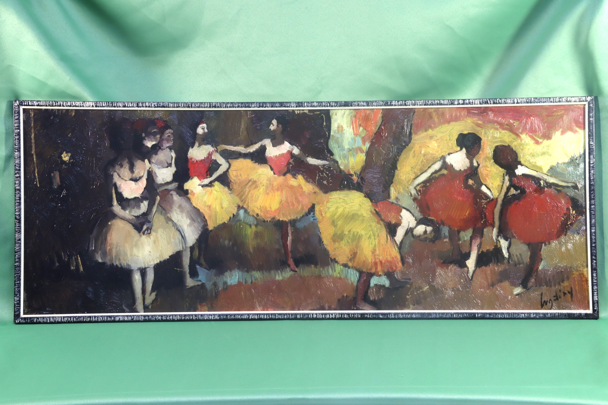 Antiguedades de ÓLEO SOBRE CARTÓN BAILARINAS RECTANGULAR FIRMADO