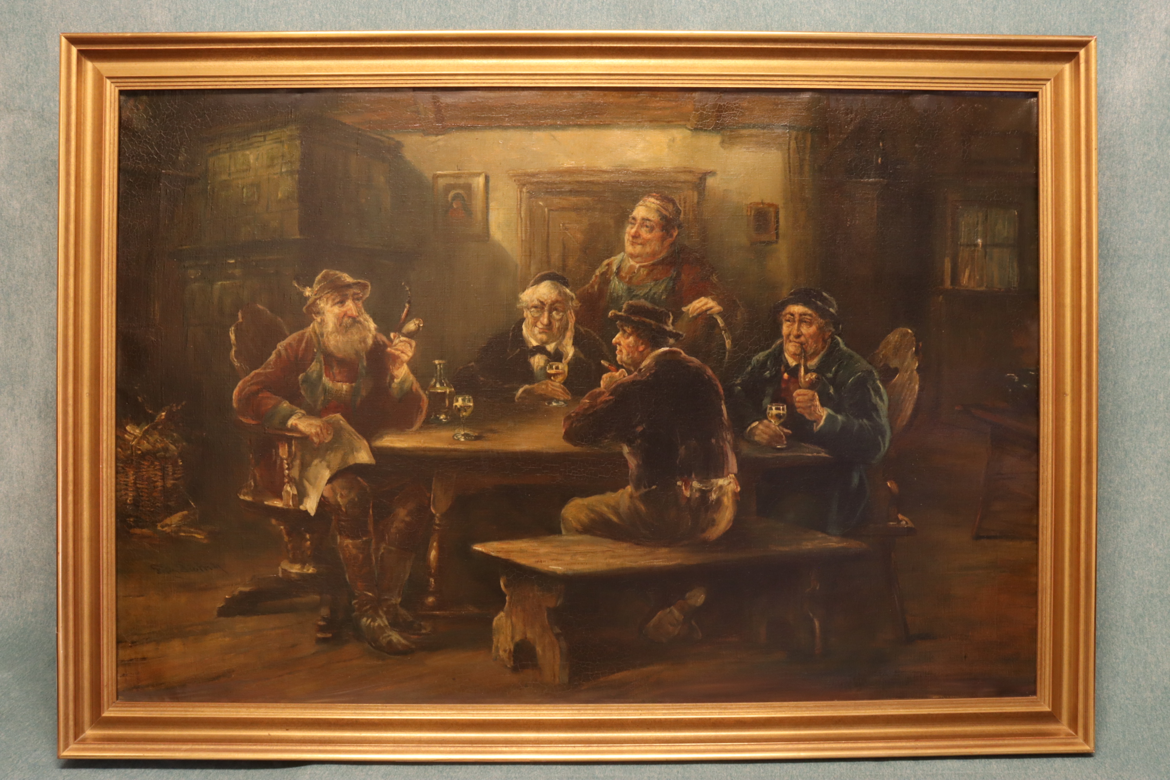 Antiguedades de ÓLEO SOBRE TELA LA TABERNA JOHANN FRIEDRICH FRICK  